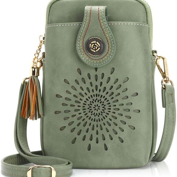 Small Crossbody Bag Vegan Leather Compact Phone Purse Multiple Compartments - Picture 1 of 7